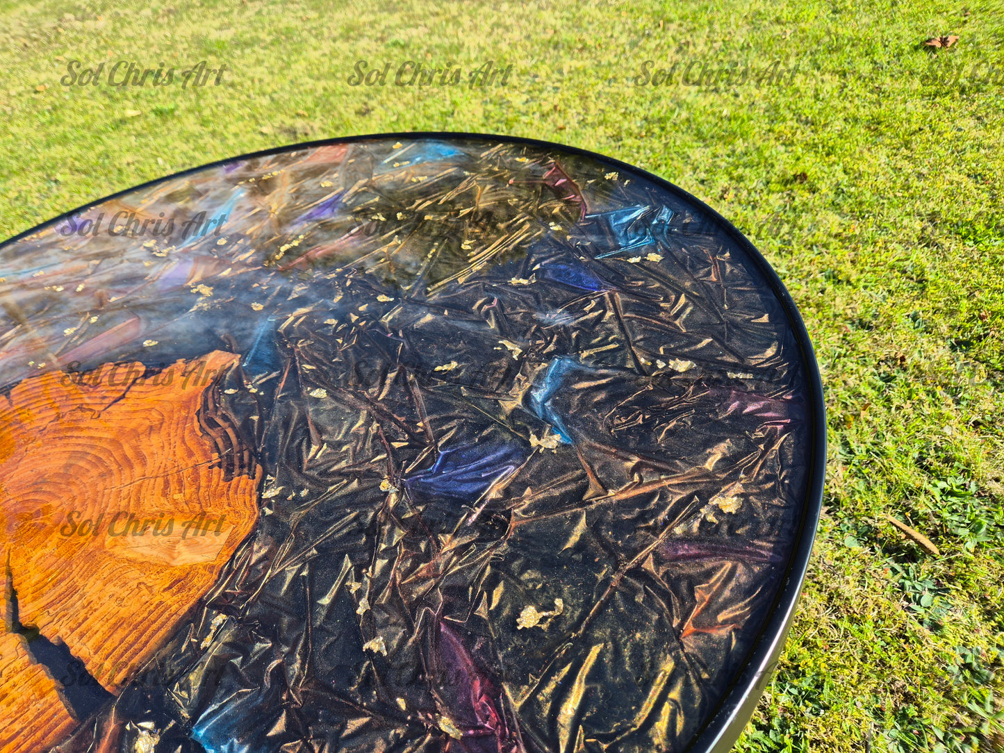 Bord sort med træskive og bølgeteknik