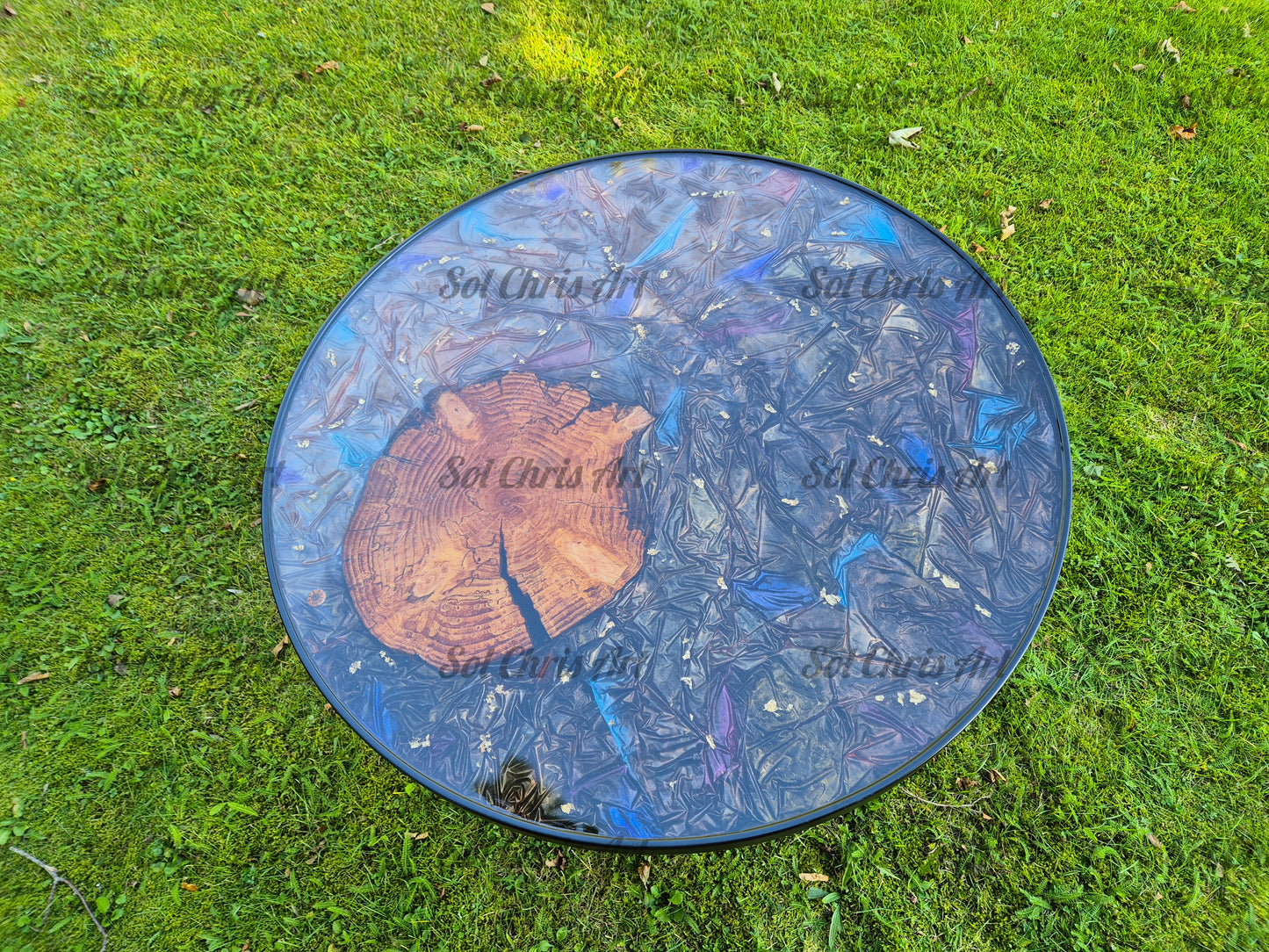 Bord sort med træskive og bølgeteknik